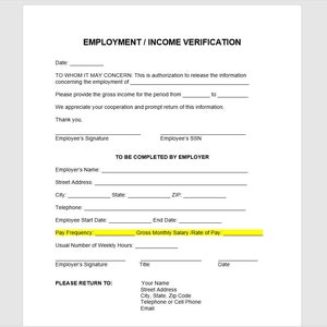 Plantilla de carta de verificación de ingresos de empleados, Carta de verificación de ingresos, Plantilla de verificación de ingresos, Plantilla de Word, Carta simple