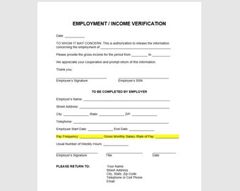 Employee Income Verification Letter Template, Income Verification Letter, Income Verification Template, Word Template, Simple Letter