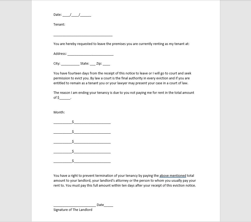Eviction Notice Letter Template Eviction Notice Letter Eviction