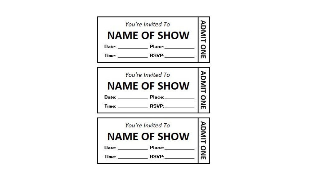 Editable Ticket, Editable Event Ticket, Ticket Printables, Editable ...