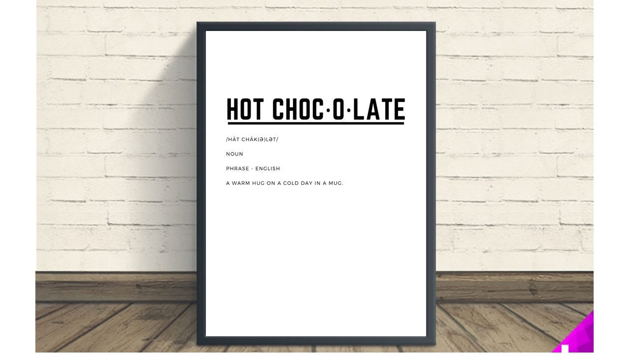 Hot Chocolate Definition Definition Print Kitchen Print - Etsy Norway