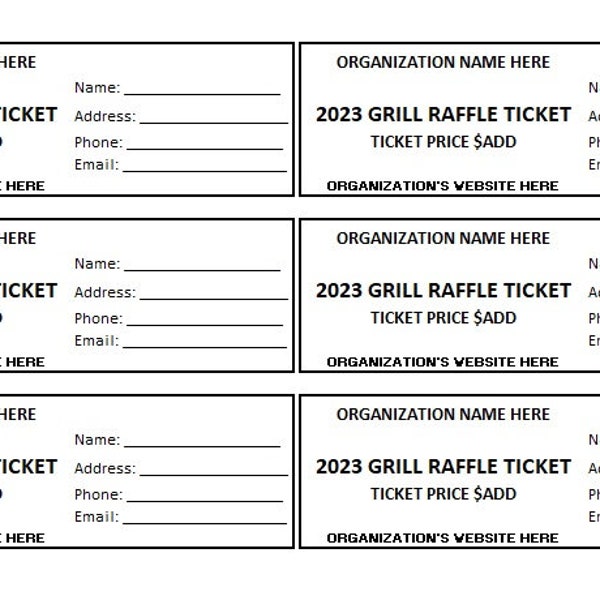 Editable Grill Raffle Ticket, Grill Raffle, Enter to Win Printable Ticket, Anniversary Printable Raffle Ticket Template, Enter to Win