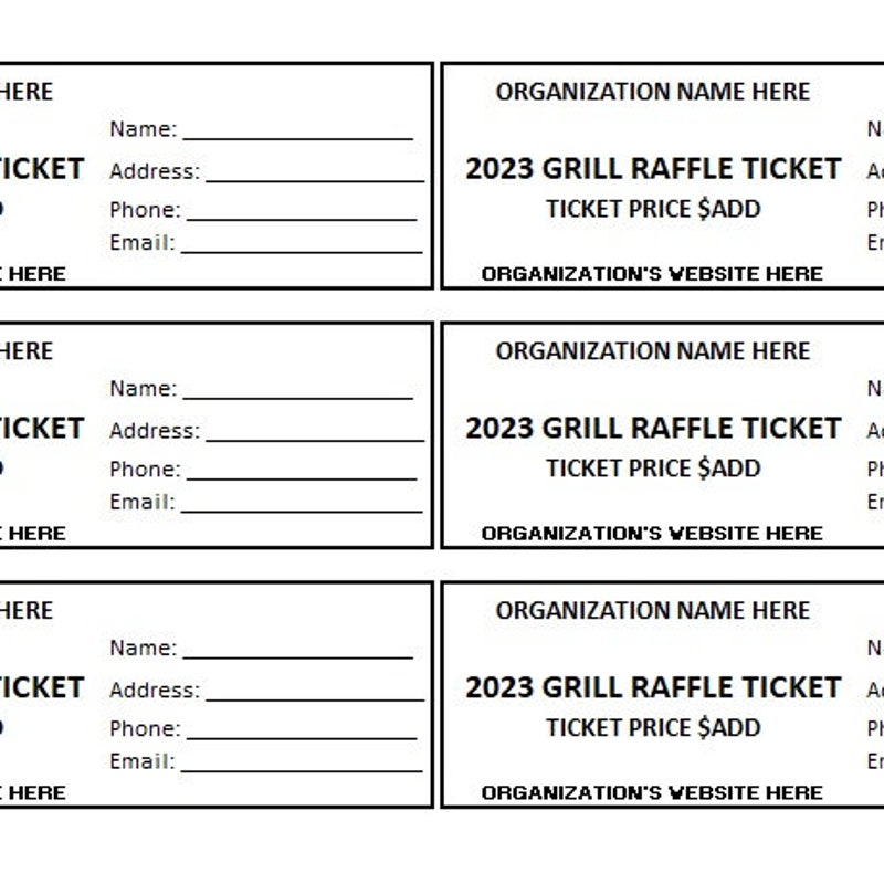 Bingo Raffle Ticket Template Etsy
