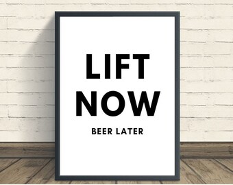 Lift Now Beer Later, Gym Wall Art, Motivational Print, Funny Yoga Print, Funny Gym Print, Home Gym Print, Workout Print, Gym Poster
