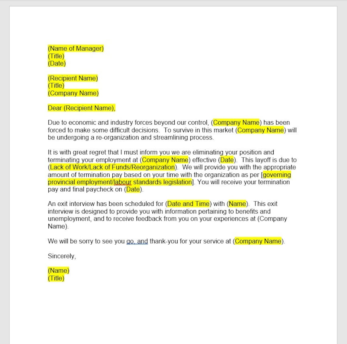 Job Layoff Letter Layoff Letter Template Layoff Letter Layoff