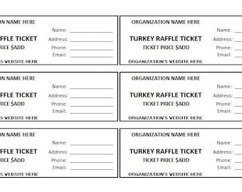 Bewerkbaar Turkije-loterijticket, Turkije-loterij, meedoen om te winnen Afdrukbaar ticket, Can Food afdrukbare loterijticketsjabloon, meedoen om te winnen