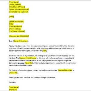 Carta De Bancarrota A Acreedores Plantilla, Carta De Bancarrota A Acreedores, Carta De Bancarrota, Carta A Acreedores, Plantilla Word