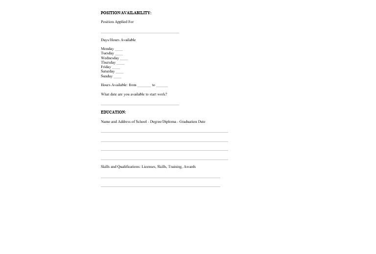Employee Job Application, Job Application Template, Job Template, Word ...
