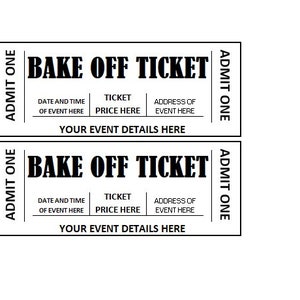 Editable Bake Off Event Ticket, Bake Off Ticket Printables, Editable Bake Off Ticket Template Printable, DIY Event Ticket, Ticket Template