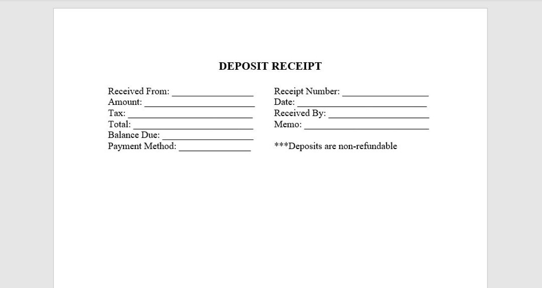 Deposit Receipt Form Template, Deposit Receipt Form, Security Deposit Deposit Receipt Form Template, Deposit Receipt Form, Security Deposit