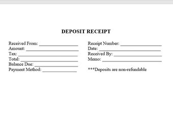 Deposit Receipt Form Template, Deposit Receipt Form, Security Deposit Receipt Template, Simple Template, Word Template