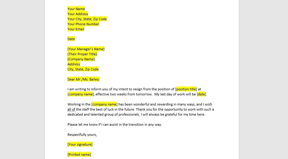 Retail Resignation, Retail Resignation Letter, Retail Letter, Retail