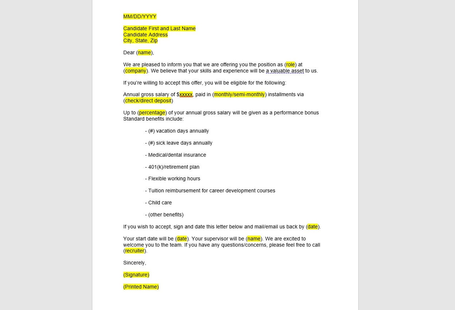 Employment Offer Letter Template, Employment Offer Letter, Employment