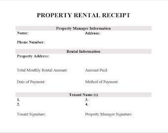Modello di ricevuta di affitto di proprietà, Ricevuta di affitto, Modello di ricevuta, Modello di Word, Modello semplice, Modello di Word