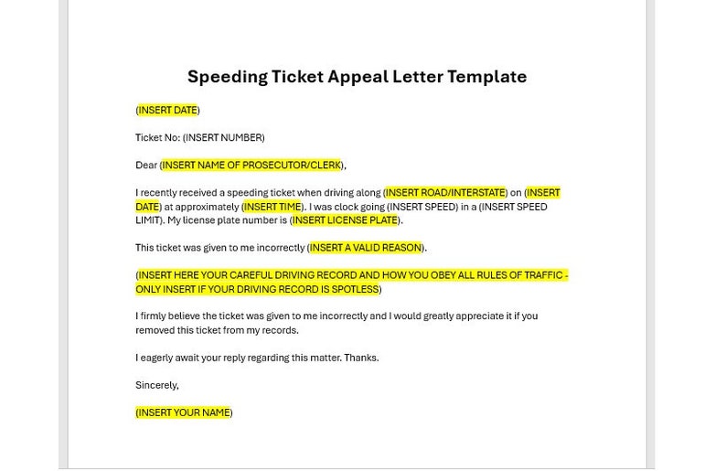 Editable Speeding Ticket Appeal Letter Template Appeal Letter Template Editable Speeding Ticket Appeal Letter Template Appeal Letter Template