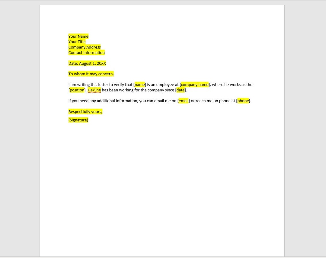 Employment Verification Letter Template, Employment Verification Letter