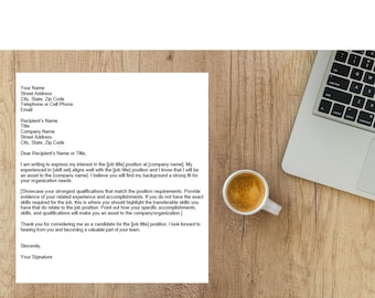 Simple Cover Letter, Cover Letter Template, Editable Cover Letter, Cover Letter Template, Word Template, Simple Letter, Instant Download