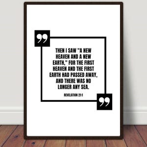 Then I saw a new heaven and a new earth...,Revelation 21:1, Religion Print, Spiritual Print, Christian Wall Art, Wall Art Print Verse
