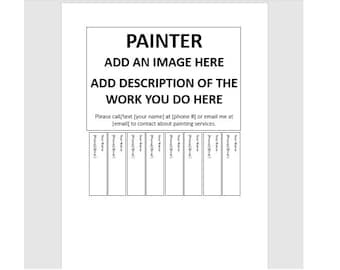 Editable Painter Tear-off Flyer, Tear-off Flyer Template, Painter Advertisement, Advertisement Flyer, Flyer Template