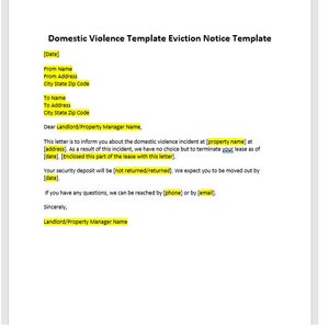 Plantilla de carta de aviso de desalojo de inquilinos por violencia doméstica, carta de aviso de desalojo, plantilla de aviso de desalojo, aviso de desalojo, carta simple