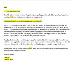 Unemployment Overpayment Appeal Letter, Unemployment Overpayment Appeal Template, Word Template, Simple Letter
