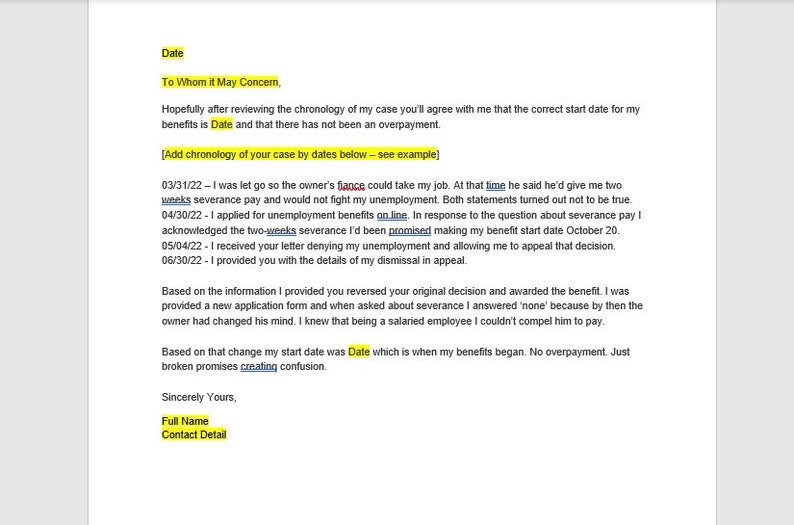 Unemployment Overpayment Appeal Letter, Unemployment Overpayment Appeal