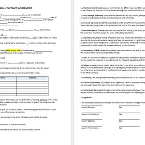 Contrato de alquiler de sauna, plantilla de contrato de alquiler, contrato de alquiler, plantilla de Word, plantilla simple