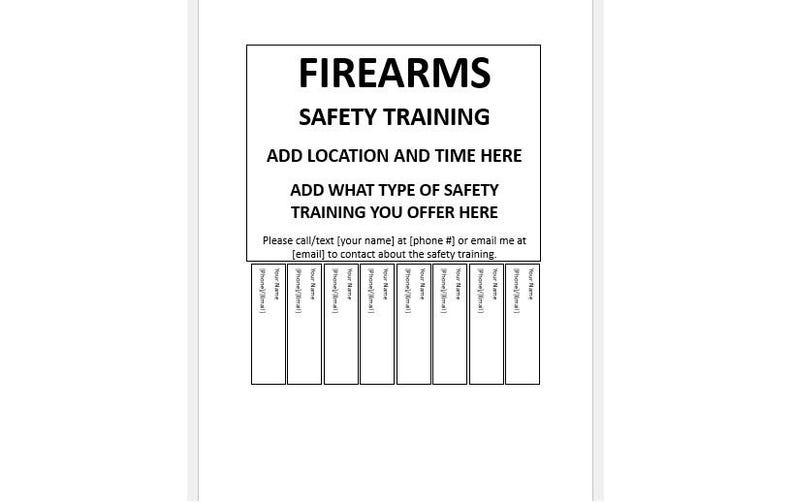 Editable Firearms Safety Training Tear-off Flyer, Tear-off Flyer ...