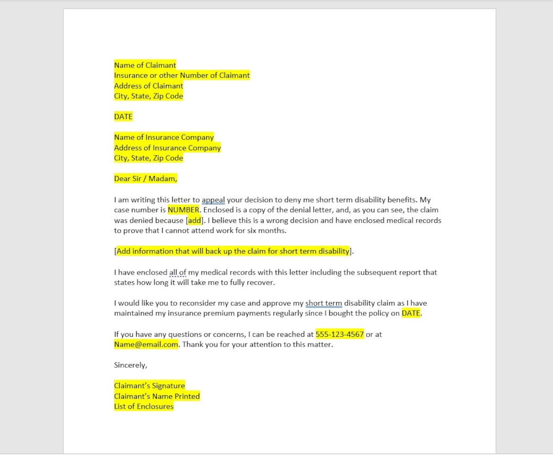 Short Term Disability Appeal, Short Term Disability Letter, Short Term Short Term Disability Appeal, Short Term Disability Letter, Short Term