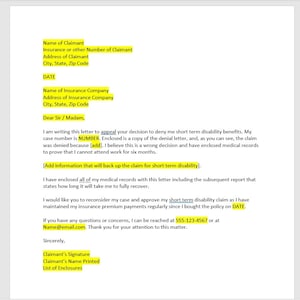 Recurso de Incapacidade de Curto Prazo, Carta de Incapacidade de Curto Prazo, Modelo de Carta de Incapacidade de Curto Prazo, Modelo de Carta, Modelo do Word, Modelo