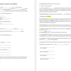 Contrato de alquiler de generador editable, plantilla de contrato de alquiler de generador, contrato de alquiler de generador, contrato de alquiler de generador