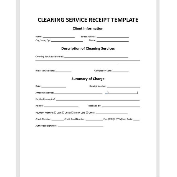 Cleaning Services Receipt Template, Receipt, Receipt Template, Word Template, Simple Template, Word Template, Word Receipt, Simple Receipt