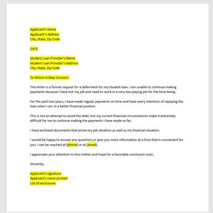 Student Loan Hardship Letter Template, Student Loan Hardship Letter, Student Loan Hardship Template, Word Template, Simple Letter