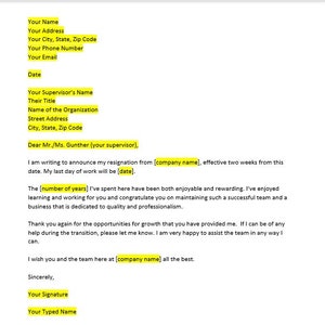 Plantilla de carta de aviso de dos semanas, Carta de aviso de dos semanas, Plantilla de aviso de dos semanas, Aviso de dos semanas, Plantilla de Word, Carta simple