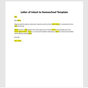 Bearbeitbare Letter of Intent Vorlage, Homeschool Vorlage, Letter of Intent Vorlage, Word Vorlage, Einfache Vorlage