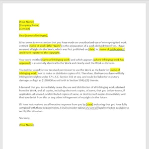 Infracción de derechos de autor Cese y desistimiento, Plantilla de carta de cese y desistimiento, Carta de cese y desistimiento, Plantilla de cese y desistimiento, Plantilla de Word