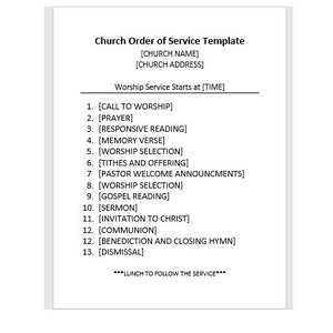 Plantilla de orden de servicio de la iglesia, orden de servicio, orden de servicio de la iglesia, servicio de la iglesia, plantilla de Word, reunión simple, plantilla