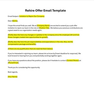 Plantilla de correo electrónico de oferta de trabajo de recontratación, correo electrónico de oferta de empleo, plantilla de oferta de empleo, oferta de empleo en Word, plantilla de correo electrónico de oferta de trabajo