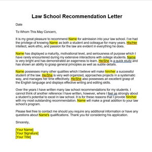 Plantilla de carta de recomendación de la facultad de derecho, carta de recomendación de la facultad de derecho, plantilla de la facultad de derecho, plantilla de Word, plantilla simple