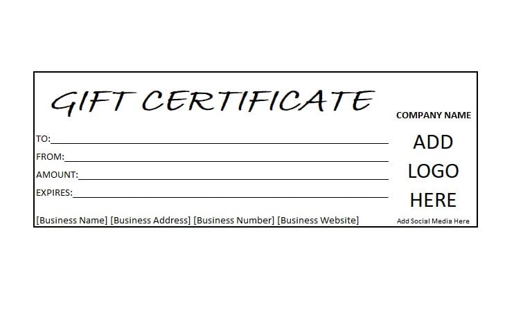 Editable Gift Certificate Template, Minimalist Certificate, DIY Gift Certificate, Editable Gift Voucher, Printable Gift Card, Excel Template