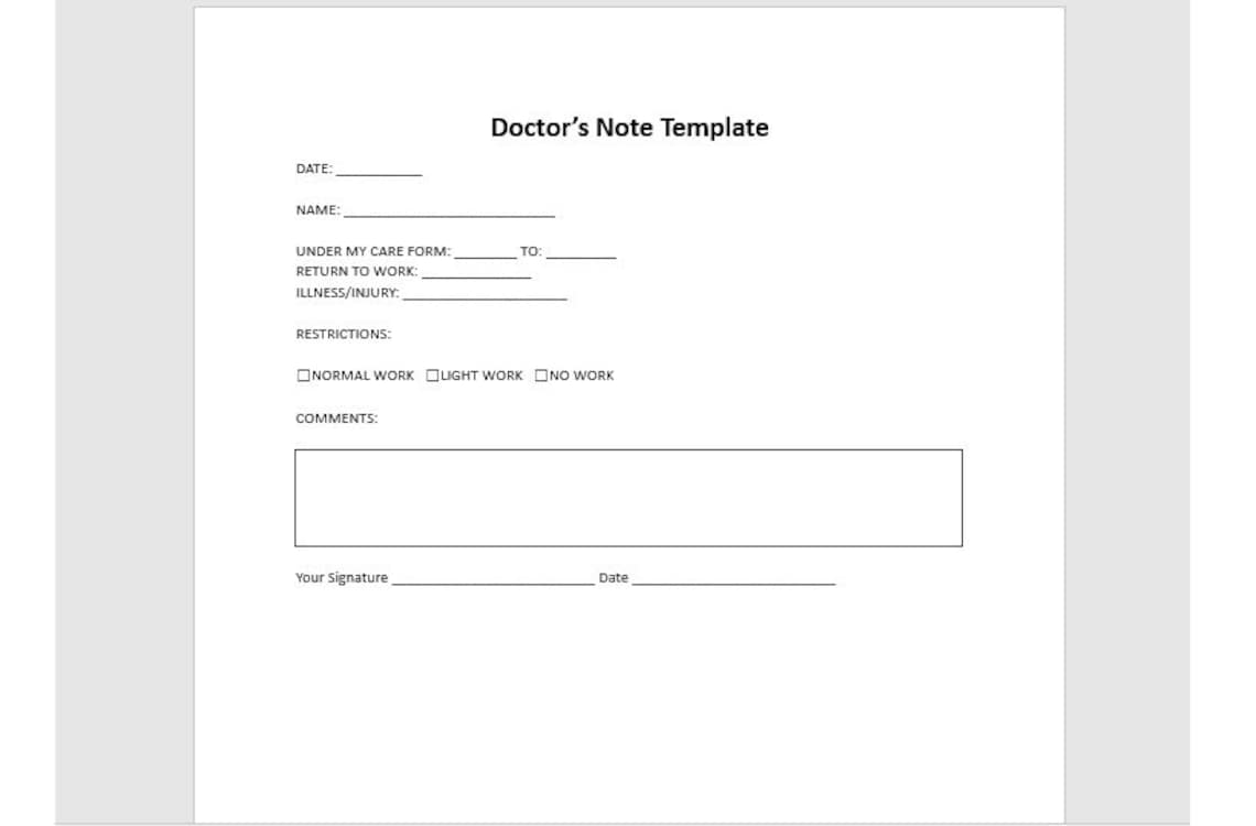 Editable Authorization for School Absence Template, Doctor Excuse Note ...