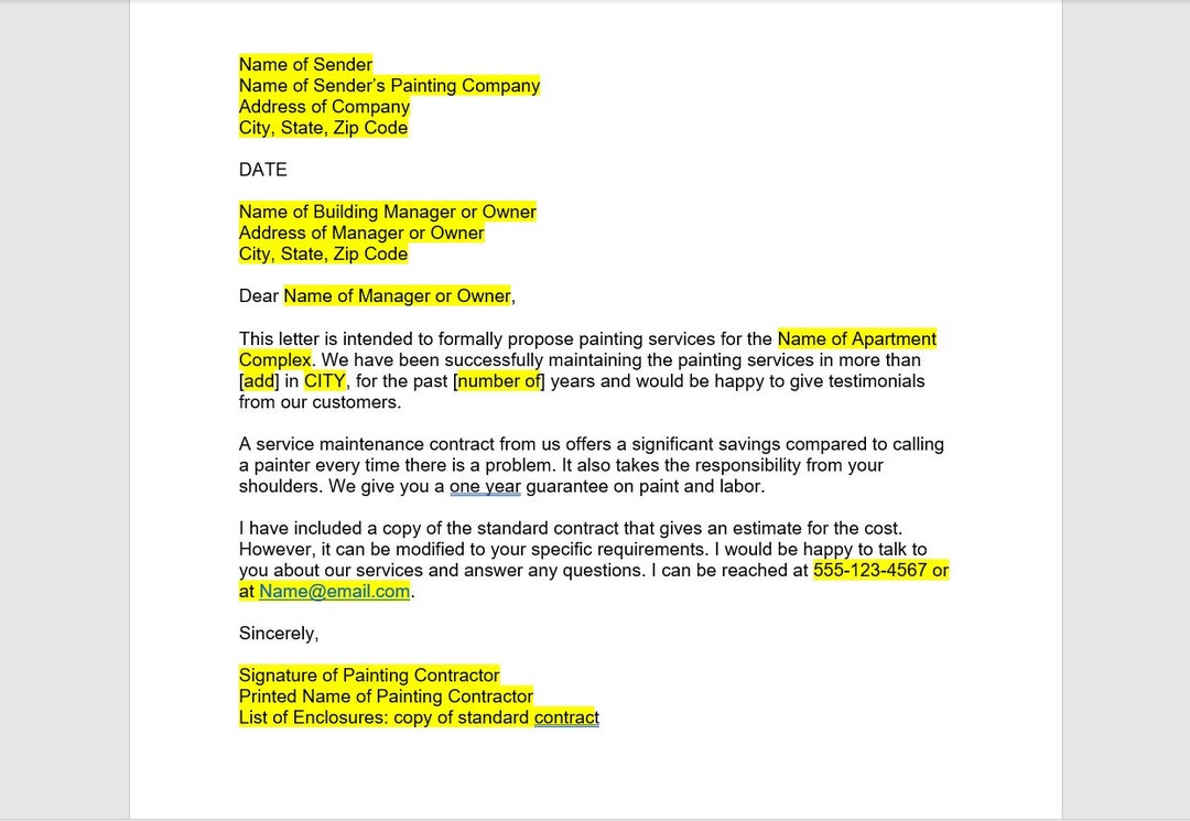 Painting Proposal, Painting Proposal Letter Template, Painting Proposal