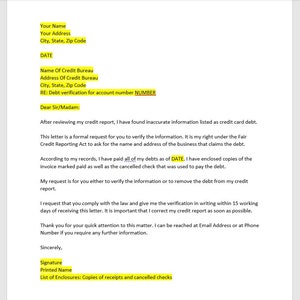 Schuldenvalidierungsbrief an Kreditauskunfteien, Schuldenvalidierungsbrief Vorlage, Schuldenvalidierungsbrief, Word Template, Einfacher Buchstabe