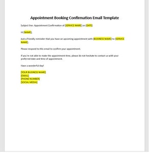 Appointment Confirmation Email Template Etsy