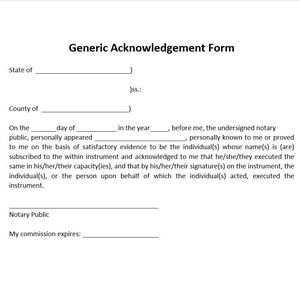 Generic Acknowledgement Form, Generic Acknowledgement Form Template, Acknowledgement Form, Simple Form, Word Template