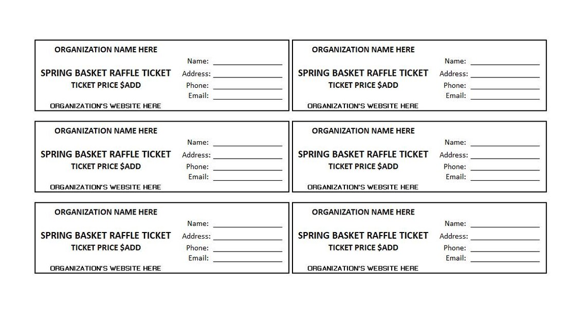 Spring Ball Raffle Tickets Editable Spring Basket Raffle Ticket, Spring Basket Raffle, Enter to ...