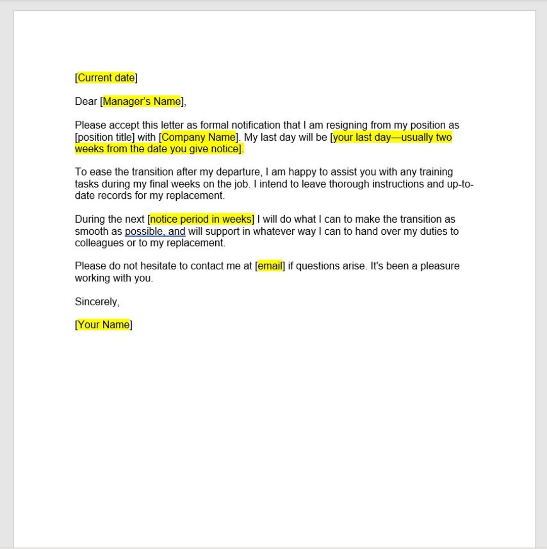 Resignation Letter Template Resignation Letter Resignation Template 