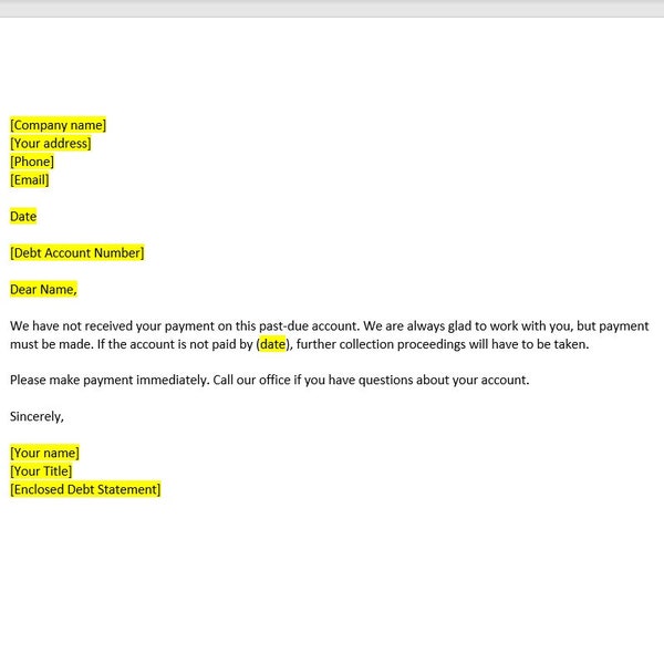 Debt Collection Letter Template - Etsy