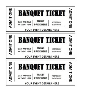 Bearbeitbares Bankettticket, Bankettticket-Ausdrucke, bearbeitbare Bankettticketvorlage zum Ausdrucken, DIY-Eventticket, Ticketvorlage