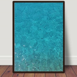 Impressão de água do oceano, foto de água do oceano, impressão digital de decoração de verão, água do oceano, Aqua, arte para impressão em água, impressão de água azul